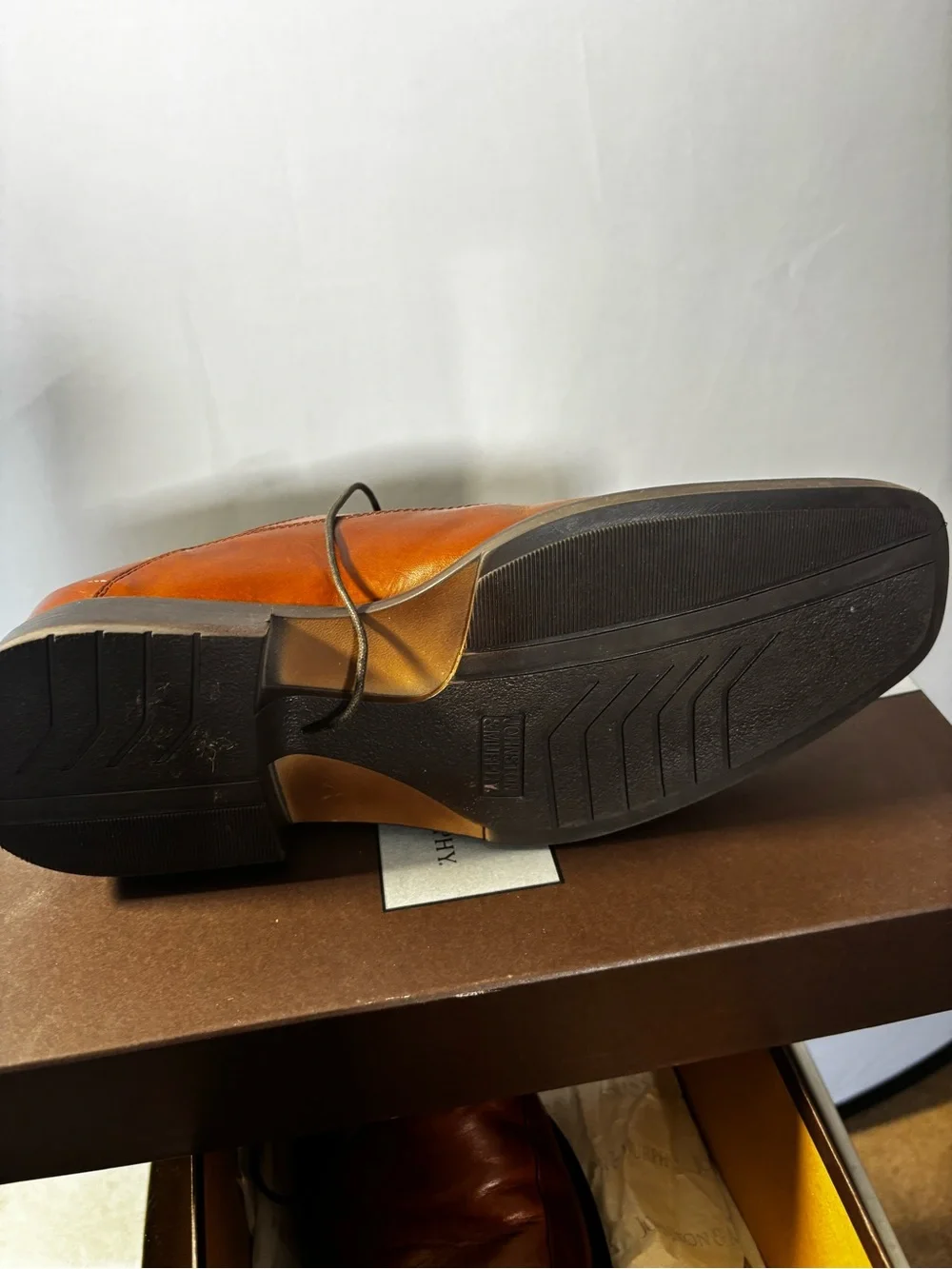Johnston & Murphy Cognac Leather Lace-Up Oxfords